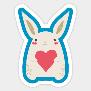 Rabbit with heart Sticker